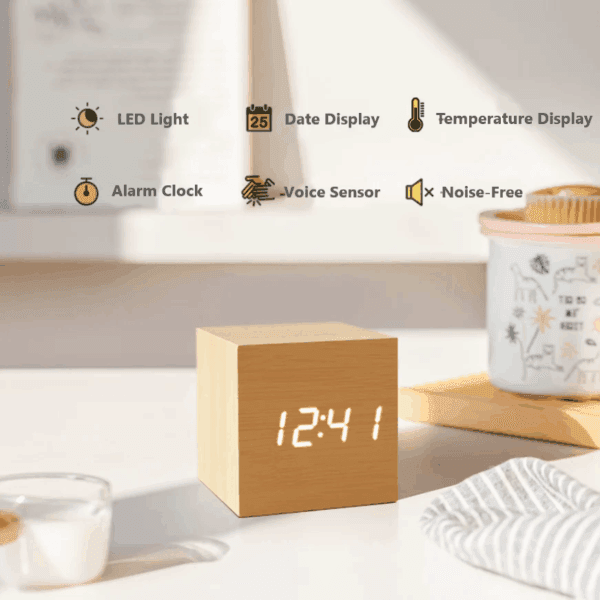 Wooden Minimalist Table Clock - Image 2
